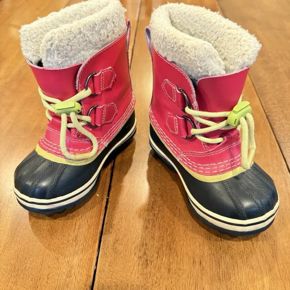 Sorel Yoot Pac Girls 9 Winter Snow Duck Boot Leather‎ Pink Waterproof Sherpa